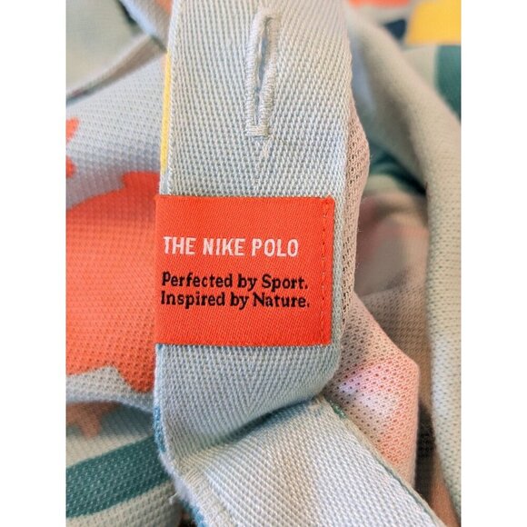 Nike Dri Fit Cropped Polo Shirt Women Size XL Hawaiian Floral Cotton Athletic - Picture 5 of 8